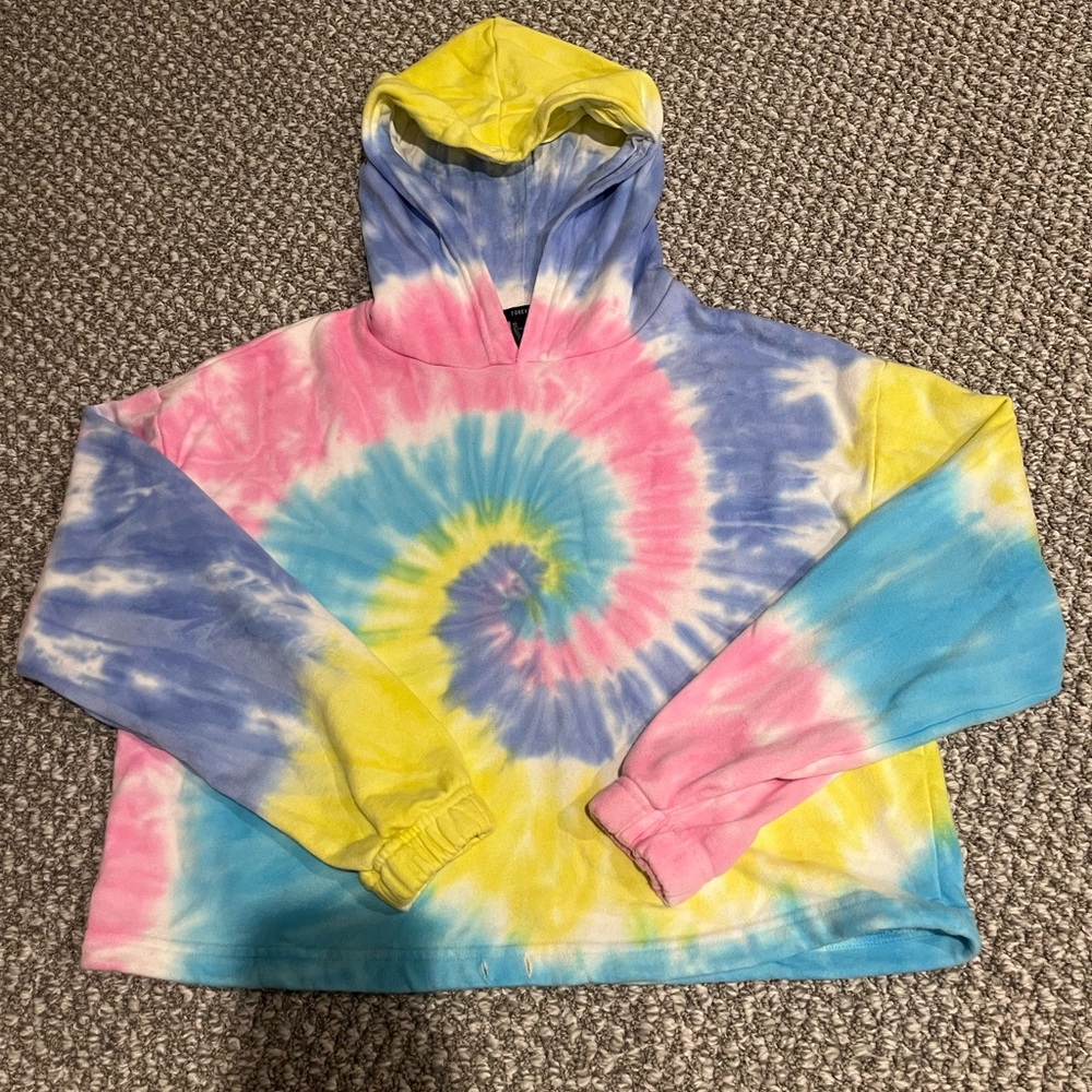 Forever 21 Tie Dye Cropped Hoodie